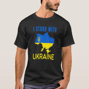I Stand With Ukraine Flag Emblem Map Patriot   T-Shirt