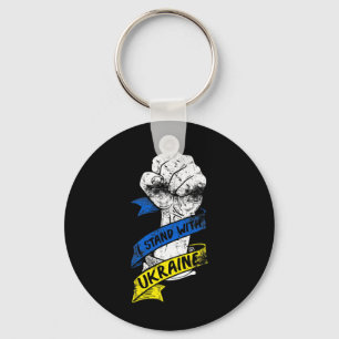 I Stand With Ukraine Flag Power Ribbon Support Ukr Key Ring