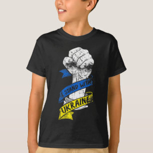 I Stand With Ukraine Flag Power Ribbon Support Ukr T-Shirt
