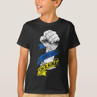 I Stand With Ukraine Flag Power Ribbon Support Ukr T-Shirt
