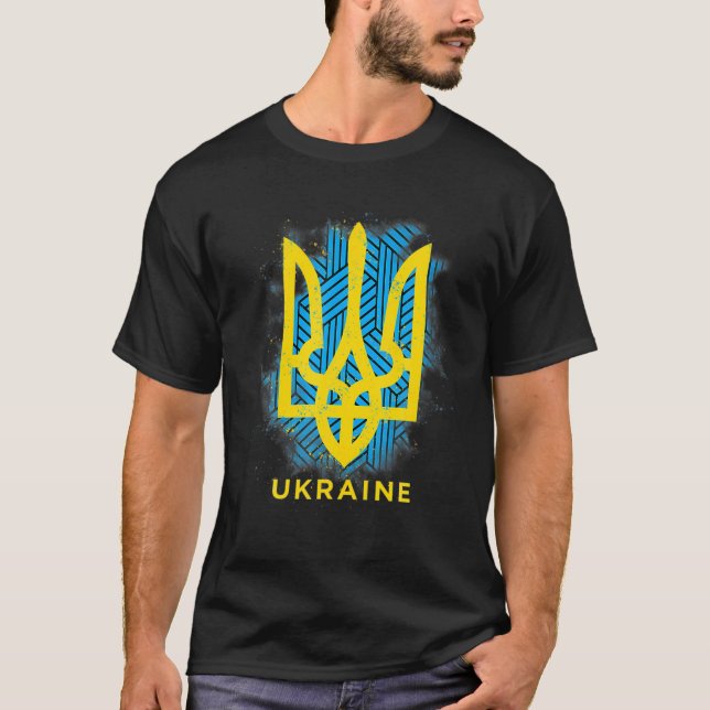 I Stand With Ukraine Flag, Ukrainian Flag Symbol T-Shirt (Front)