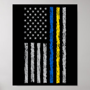 I Stand With Ukraine Flag Usa - Us Flag Support Uk Poster