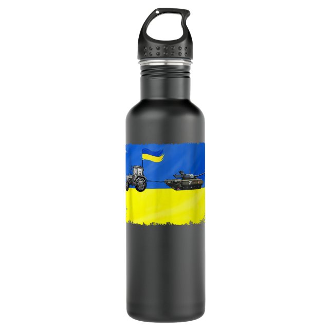 I Stand With Ukraine Funny Ukrainian Farmer Steals 710 Ml Water Bottle (Front)