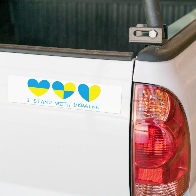 I Stand With Ukraine Heart Bumper Sticker (On Truck)