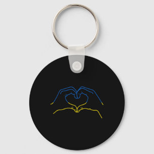 I Stand With Ukraine Heart Hand In Colors Of Ukrai Key Ring