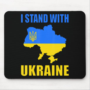 I Stand With Ukraine Map And Ukrainian Flag  Mouse Pad