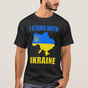 I Stand With Ukraine Map And Ukrainian Flag T-Shirt