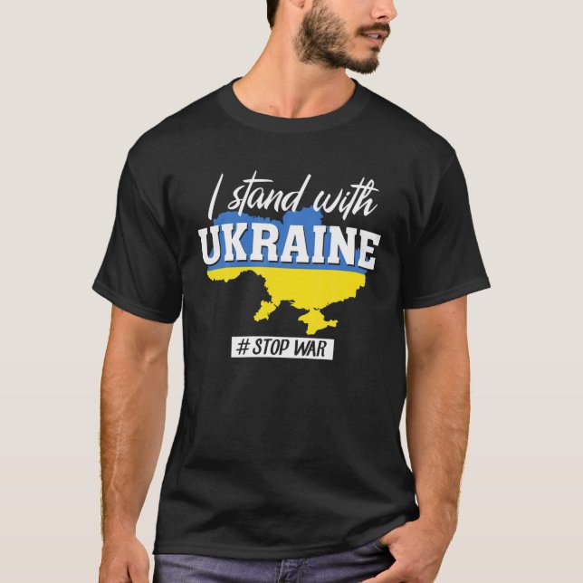 I Stand With Ukraine Map T-Shirt (Front)