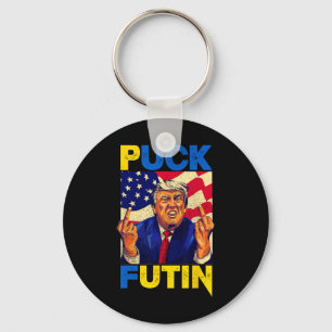 I Stand With Ukraine Meme Trump Puck Futin Vintage Key Ring
