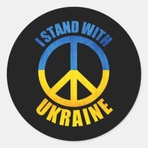 I Stand With Ukraine Peace Symbol Classic Round Sticker