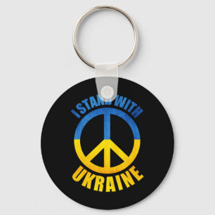 I Stand With Ukraine Peace Symbol Key Ring
