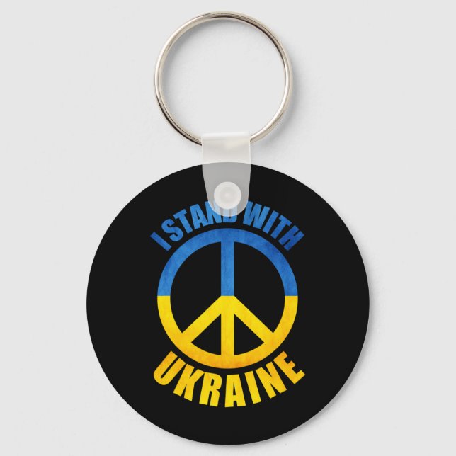 I Stand With Ukraine Peace Symbol  Key Ring (Front)