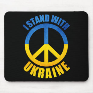 I Stand With Ukraine Peace Symbol Mouse Pad