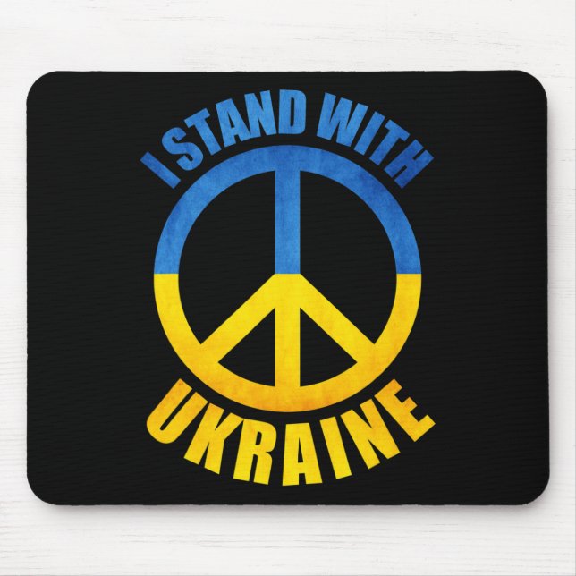 I Stand With Ukraine Peace Symbol  Mouse Pad (Front)
