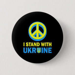 I Stand With Ukraine Shirt Ukrainian Flag No War I 6 Cm Round Badge