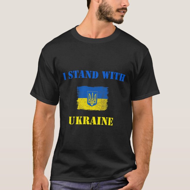 I Stand With Ukraine Shirt Ukrainian Flag Support  (Front)