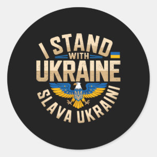 I Stand With Ukraine Slava Ukraini Glory To Ukrain Classic Round Sticker