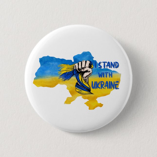 I stand with Ukraine slogan  6 Cm Round Badge (Front)