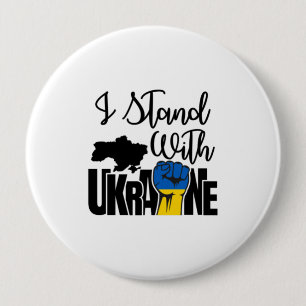I Stand With Ukraine   Solidarity   Ukraine Map 10 Cm Round Badge