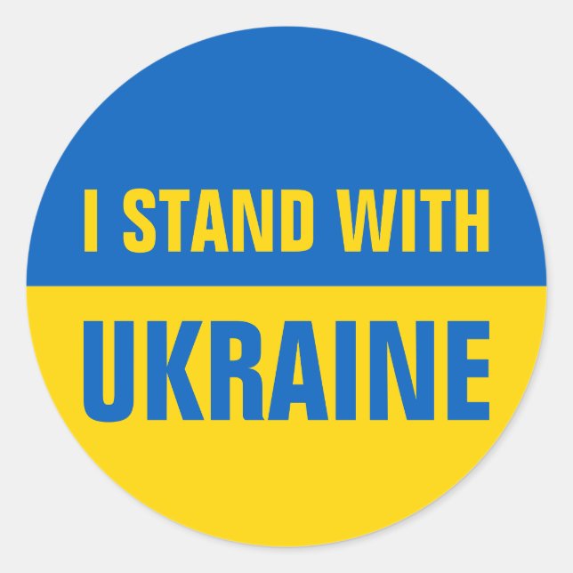 I Stand With Ukraine Solidarity Ukranian Flag  Classic Round Sticker (Front)