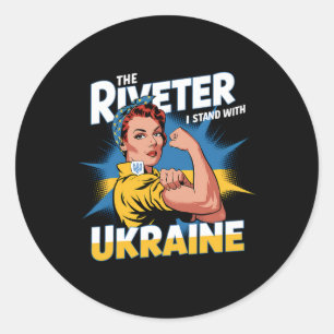 I Stand With Ukraine Strong Women Girls Classic Round Sticker