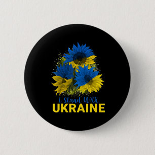 I Stand With Ukraine Sunflower Flag Peace Free Uk 6 Cm Round Badge