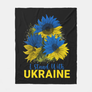 I Stand With Ukraine  Sunflower Flag Peace Free Uk Fleece Blanket