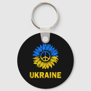 I Stand With Ukraine Sunflower Flag Ukraine Suppor Key Ring