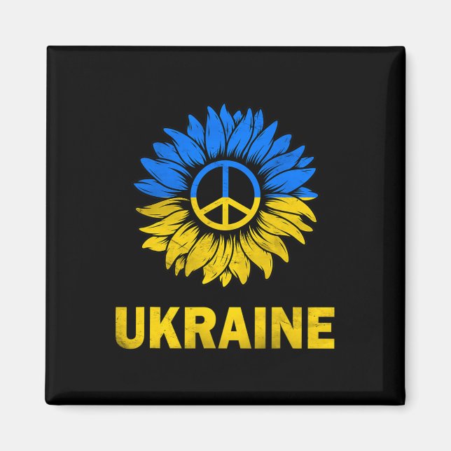I Stand With Ukraine Sunflower Flag Ukraine Suppor Magnet (Front)