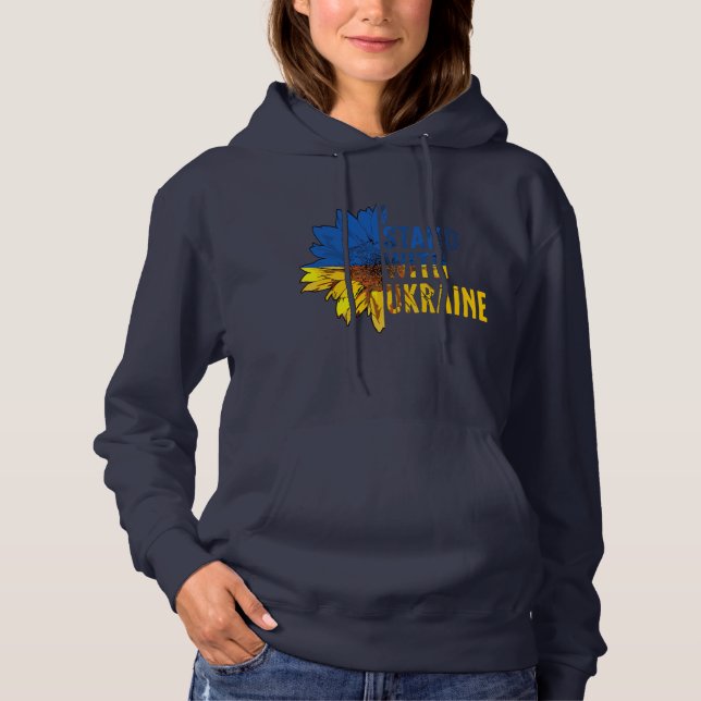 I stand with Ukraine. Sunflower symbol of Peace. Hoodie (Front)