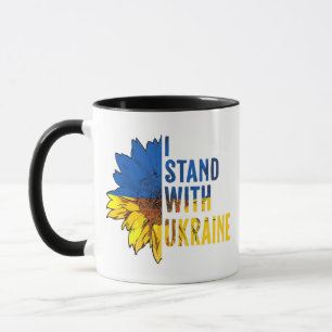 I stand with Ukraine. Sunflower symbol of Peace. Mug