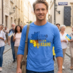 I stand with Ukraine. Sunflower symbol of Peace. Tri-Blend Shirt