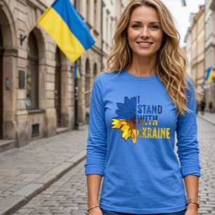 I stand with Ukraine. Sunflower symbol of Peace. Tri-Blend Shirt