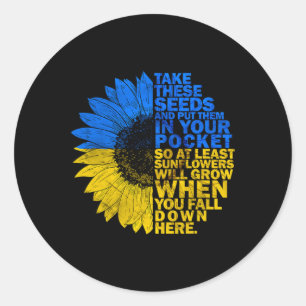 I Stand With Ukraine Sunflower Ukraine Flag Suppor Classic Round Sticker