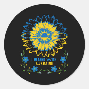 I Stand With Ukraine - Sunflower Ukrainian Flag Classic Round Sticker