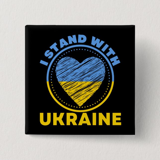 I STAND WITH UKRAINE - SUPPORT 15 CM SQUARE BADGE (Front)