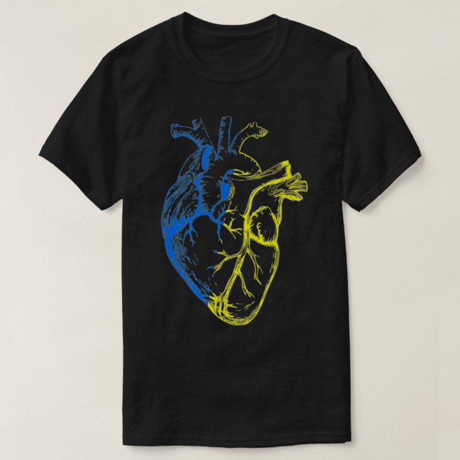 I Stand With Ukraine Support Ukraine Heart Ukraini T-Shirt (Design Front)