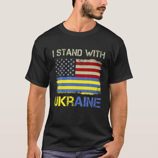 I Stand With Ukraine Support Ukraine T-Shirt (Front)