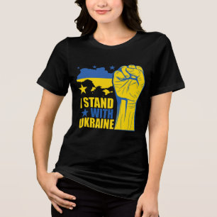 I stand with Ukraine. Support Ukraine. Tri-Blend S Tri-Blend Shirt