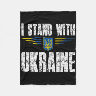I Stand With Ukraine Support Ukraine Trident Ukrai Fleece Blanket