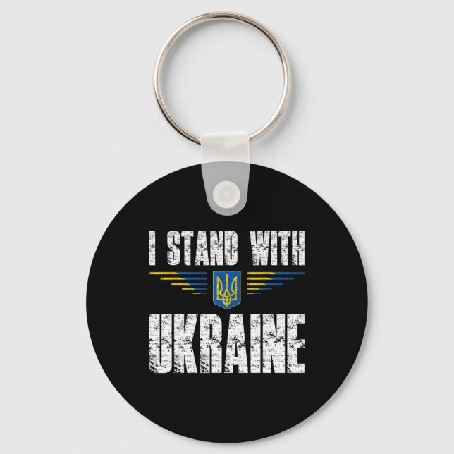 I Stand With Ukraine Support Ukraine Trident Ukrai Key Ring (Front)