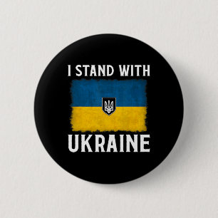 I Stand With Ukraine Support Ukraine Ukrainian Fla 6 Cm Round Badge