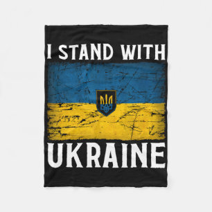 I Stand With Ukraine Support Ukraine Ukrainian Fla Fleece Blanket