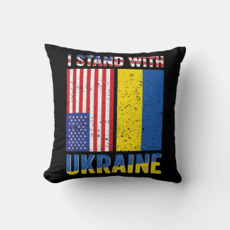 I Stand With Ukraine Support Ukrainian American US Cushion