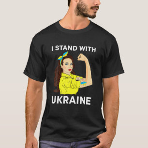 I Stand With Ukraine Support Ukrainian Flag Girl P T-Shirt