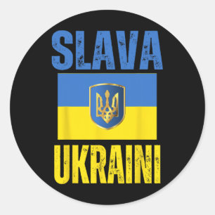 I Stand With Ukraine Support Ukrainian Flag Slava  Classic Round Sticker