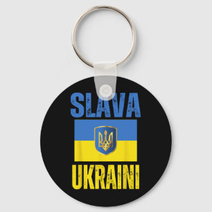 I Stand With Ukraine Support Ukrainian Flag Slava Key Ring