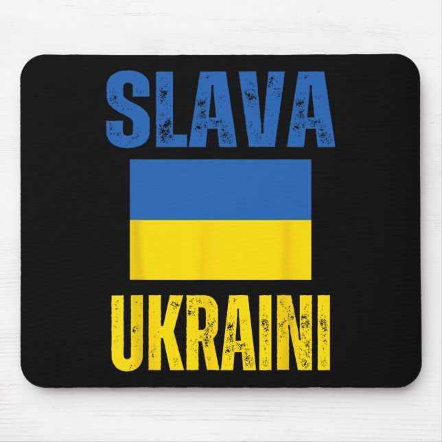I Stand With Ukraine Support Ukrainian Flag Slava  Mouse Pad (Front)