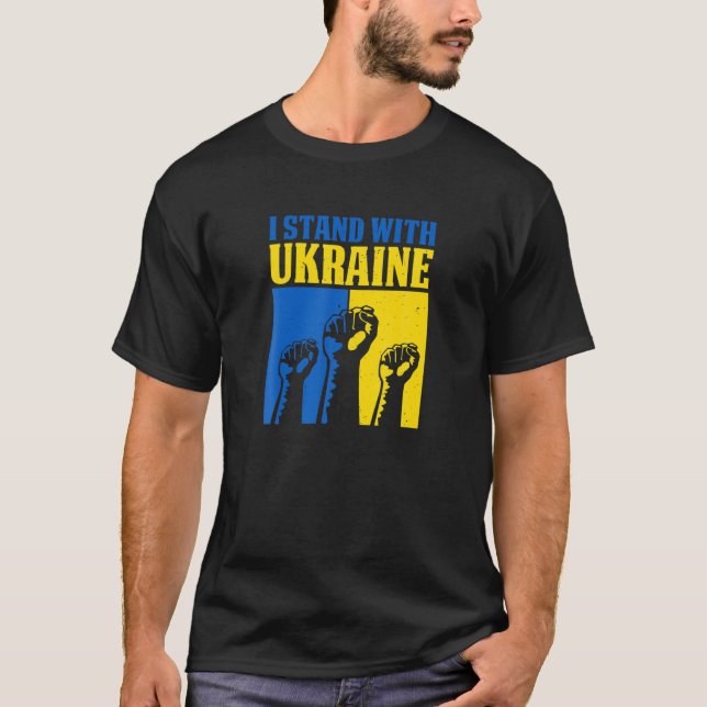 I Stand With Ukraine Support Ukrainians Flag T-Shirt (Front)