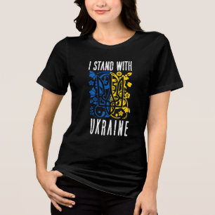 I stand with Ukraine. Trident of Ukraine.  Tri-Blend Shirt